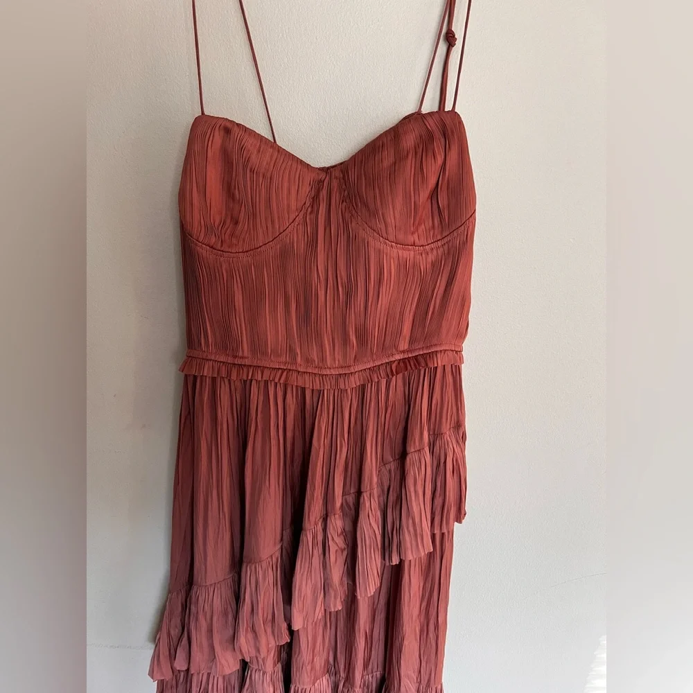 Ulla Johnson Delilah Plisse Matte Satin Midi Dress Size Large - Picture 8 of 10